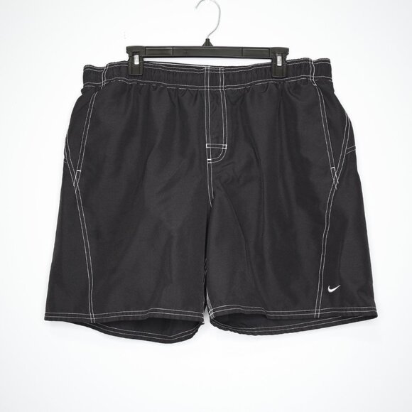 Nike Black Mesh-Lined Drawstring Swim Trunks w/ Pockets - XL. 100% Polyester - Picture 1 of 2